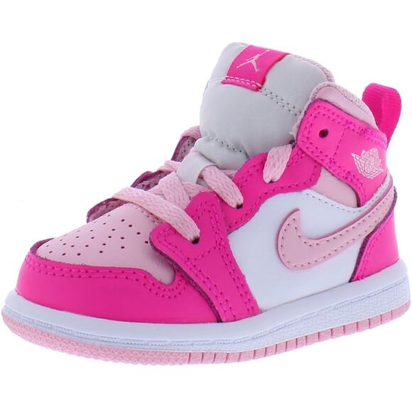 Nike Toddler Jordan 1 Mid White/Medium Soft Pink 'Fierce Pink' - Size 10c - Picture 7 of 7